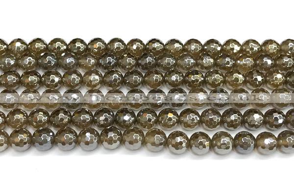 CAA6047 15 inches 8mm faceted round AB-color yellow agate beads