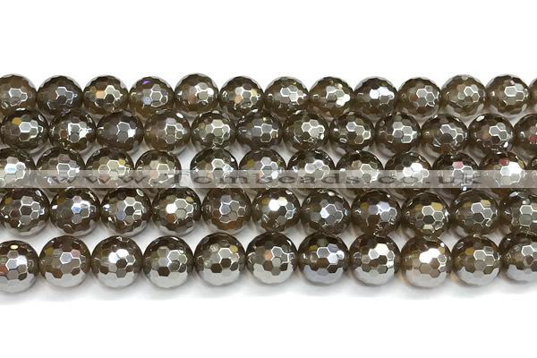 CAA6048 15 inches 10mm faceted round AB-color yellow agate beads