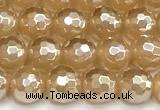 CAA6050 15 inches 6mm faceted round AB-color yellow agate beads