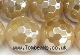 CAA6053 15 inches 12mm faceted round AB-color yellow agate beads