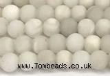 CAA6075 15 inches 4mm round matte white crazy lace agate beads