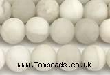 CAA6076 15 inches 6mm round matte white crazy lace agate beads