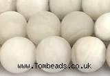 CAA6077 15 inches 8mm round matte white crazy lace agate beads
