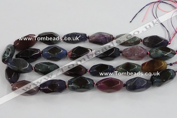 CAA614 15.5 inches 15*30mm faceted nuggets dragon veins agate beads
