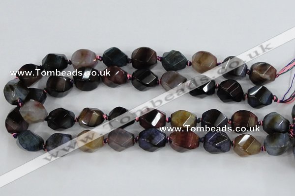 CAA618 15.5 inches 15*20mm faceted & twisted dragon veins agate beads