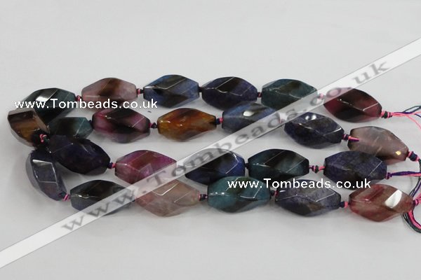 CAA619 15.5 inches 16*30mm faceted & twisted dragon veins agate beads