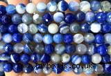CAA6336 15 inches 8mm faceted round blue banded agate beads