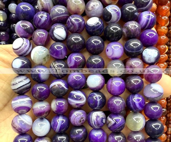CAA6374 15 inches 12mm round purple banded agate beads wholesale