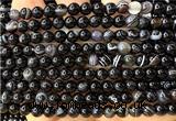 CAA6401 15 inches 6mm round black banded agate beads wholesale