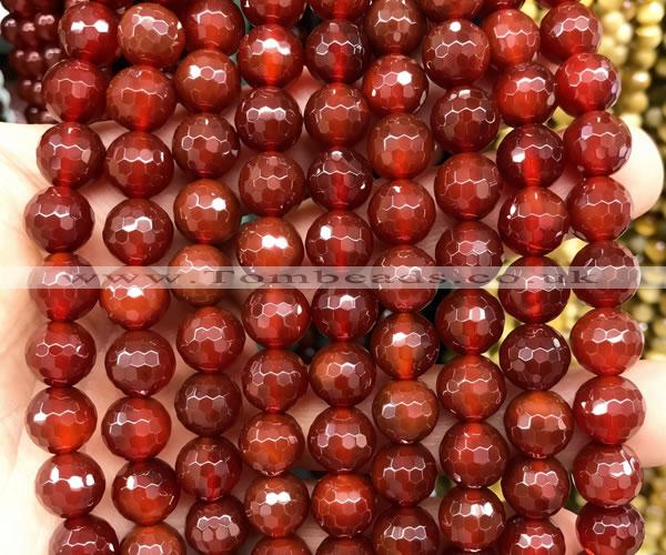 CAA6448 15 inches 10mm faceted round red agate gemstone beads