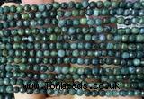 CAA6459 15 inches 4mm faceted round moss agate beads wholesale