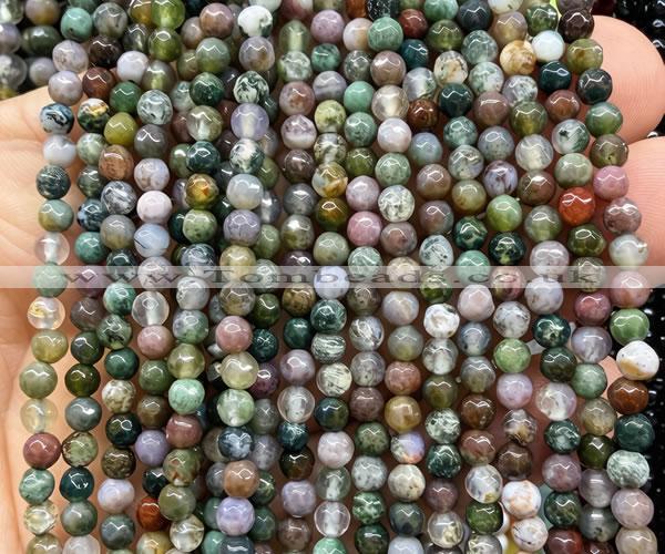 CAA6466 15 inches 4mm faceted round Indian agate beads wholesale