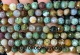 CAA6468 15 inches 8mm faceted round Indian agate beads wholesale