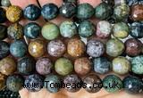 CAA6470 15 inches 12mm faceted round Indian agate beads wholesale