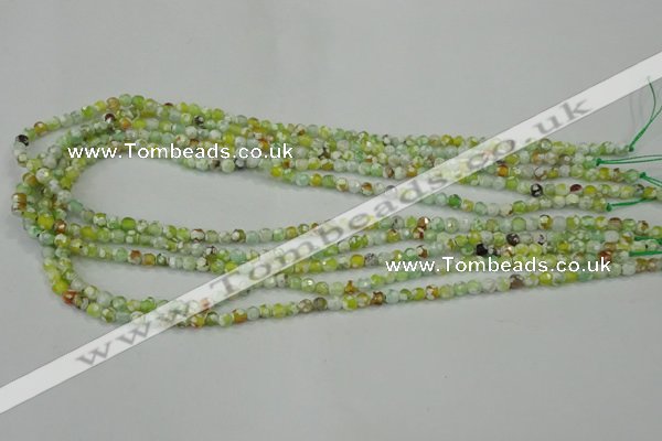 CAA707 15.5 inches 4mm faceted round fire crackle agate beads