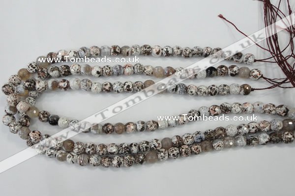 CAA711 15.5 inches 8mm faceted round fire crackle agate beads