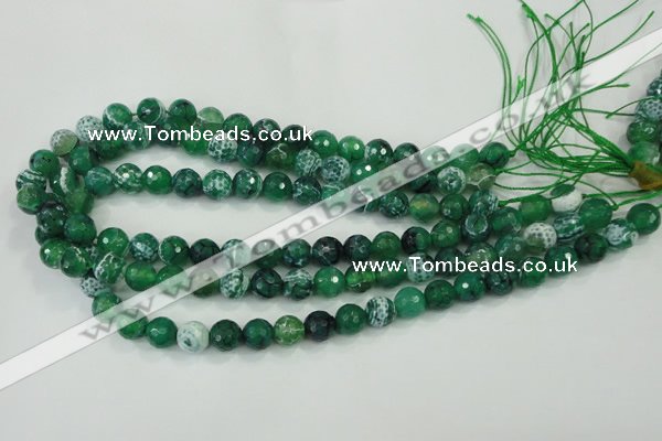 CAA713 15.5 inches 10mm faceted round fire crackle agate beads