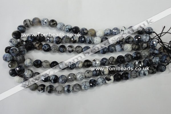 CAA716 15.5 inches 10mm faceted round fire crackle agate beads