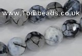 CAA717 15.5 inches 12mm faceted round fire crackle agate beads