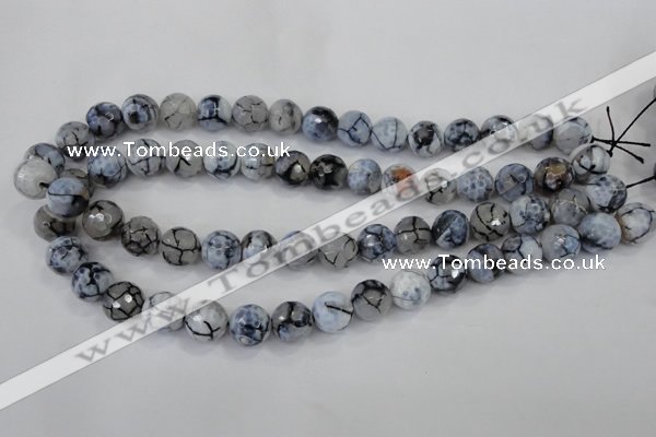 CAA717 15.5 inches 12mm faceted round fire crackle agate beads