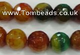 CAA718 15.5 inches 12mm faceted round fire crackle agate beads