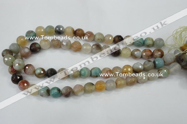 CAA719 15.5 inches 12mm faceted round fire crackle agate beads