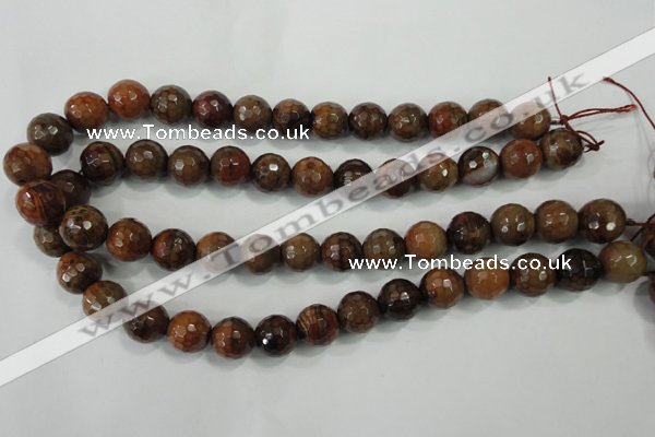 CAA722 15.5 inches 14mm faceted round fire crackle agate beads