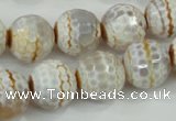 CAA724 15.5 inches 14mm faceted round fire crackle agate beads