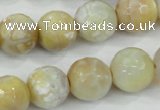 CAA726 15.5 inches 14mm faceted round fire crackle agate beads