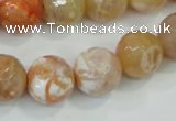 CAA727 15.5 inches 14mm faceted round fire crackle agate beads