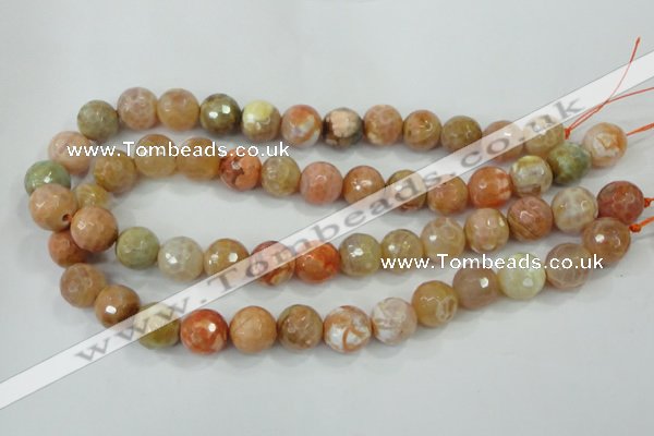 CAA727 15.5 inches 14mm faceted round fire crackle agate beads