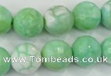 CAA728 15.5 inches 14mm faceted round fire crackle agate beads