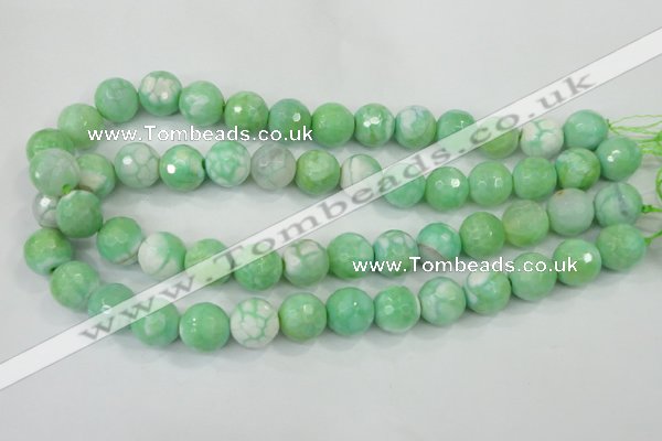 CAA728 15.5 inches 14mm faceted round fire crackle agate beads