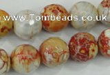 CAA729 15.5 inches 14mm faceted round fire crackle agate beads