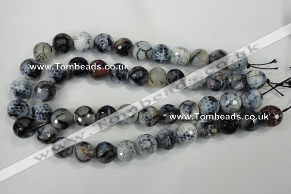 CAA730 15.5 inches 16mm faceted round fire crackle agate beads