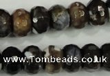 CAA732 10*14mm faceted rondelle fire crackle agate beads