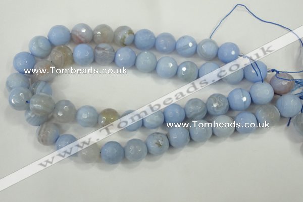 CAA739 15.5 inches 14mm faceted round blue lace agate beads wholesale