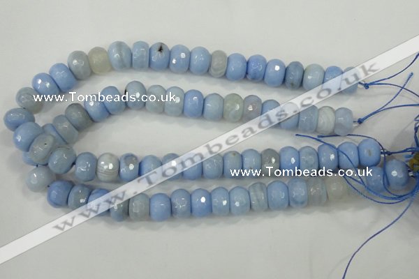 CAA742 15.5 inches 10*14mm faceted rondelle blue lace agate beads