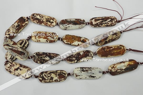 CAA756 15.5 inches 16*40mm rectangle wooden agate beads wholesale