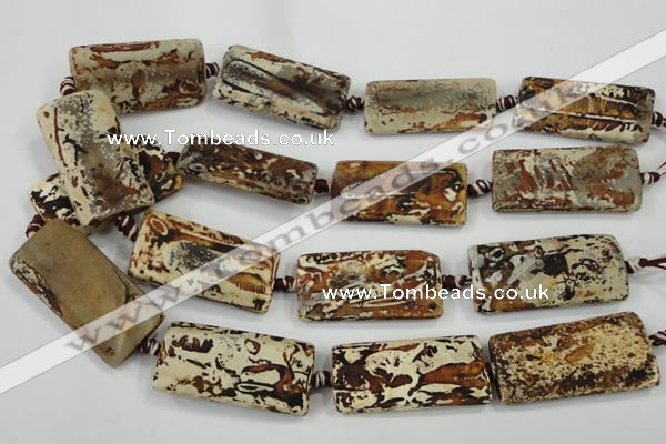 CAA757 15.5 inches 21*41mm rectangle wooden agate beads wholesale