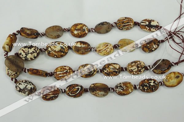 CAA760 15.5 inches 14*18mm twisted oval wooden agate beads