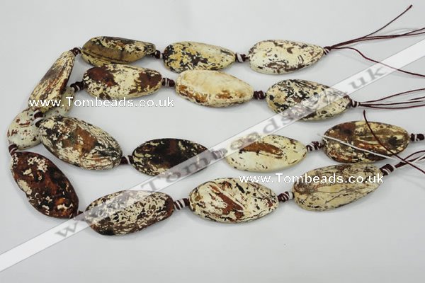 CAA761 15.5 inches 21*40mm twisted oval wooden agate beads