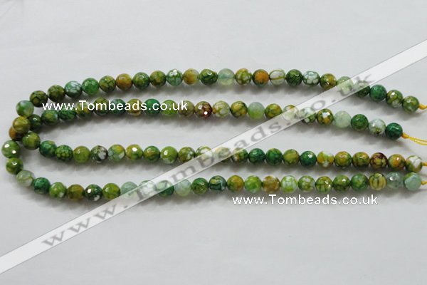 CAA790 15.5 inches 8mm faceted round fire crackle agate beads