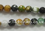 CAA791 15.5 inches 8mm faceted round fire crackle agate beads