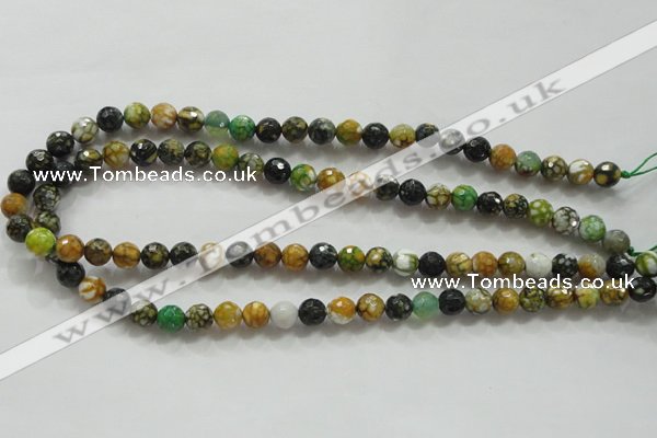 CAA791 15.5 inches 8mm faceted round fire crackle agate beads