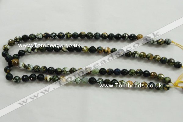 CAA792 15.5 inches 8mm faceted round fire crackle agate beads