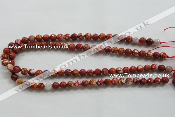 CAA794 15.5 inches 8mm faceted round fire crackle agate beads