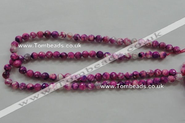 CAA795 15.5 inches 8mm faceted round fire crackle agate beads