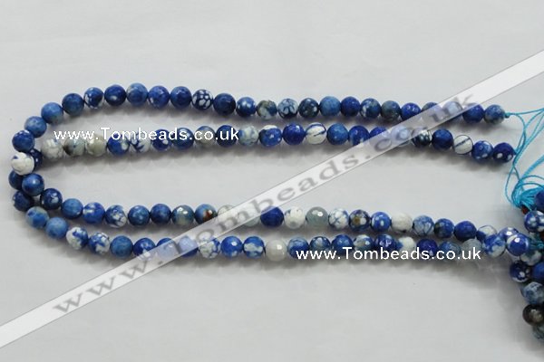 CAA796 15.5 inches 8mm faceted round fire crackle agate beads