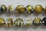 CAA797 15.5 inches 10mm faceted round fire crackle agate beads